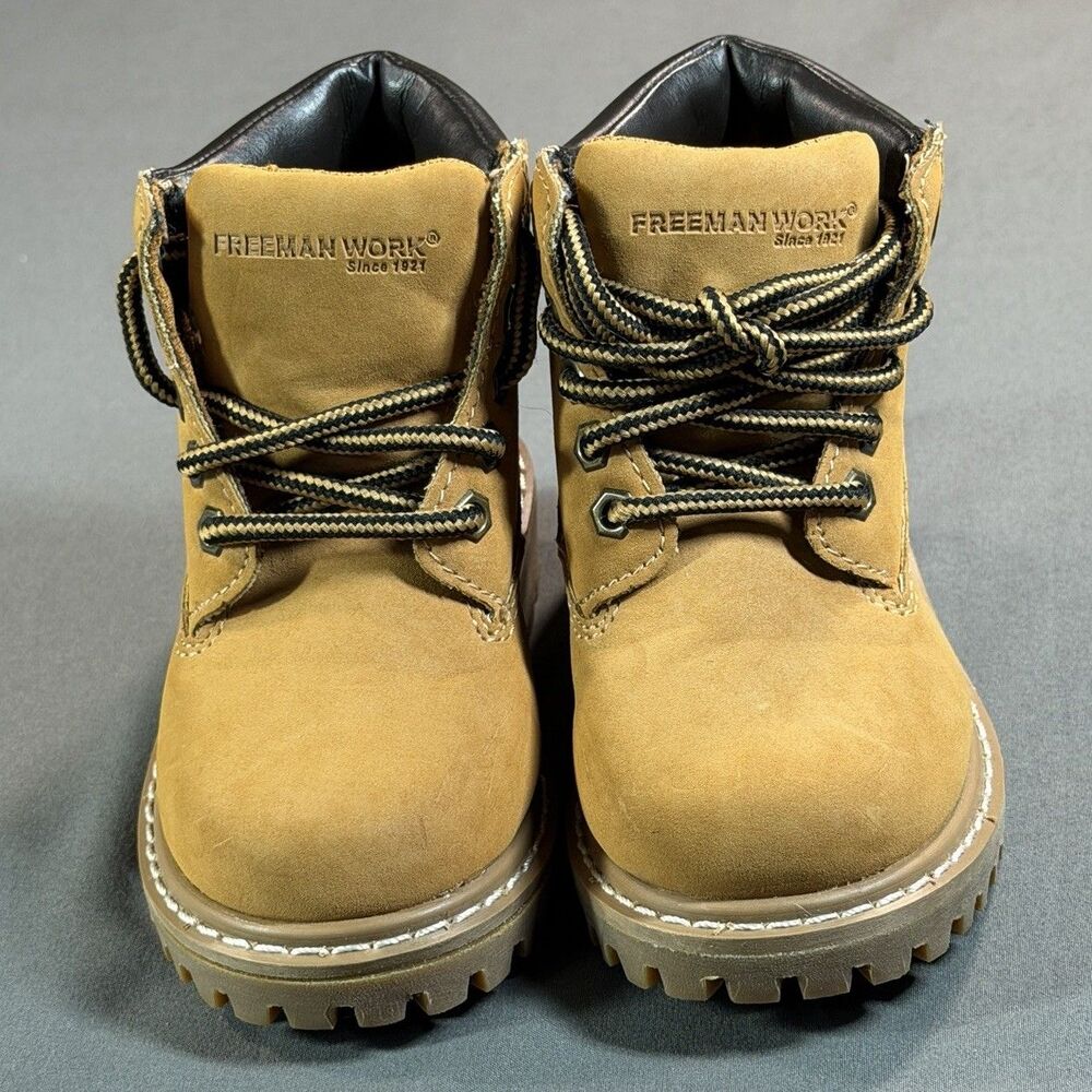 New Rugged Bear Infant Boys Treemont Worker Boots Size 6.5M Brown Faux Leather